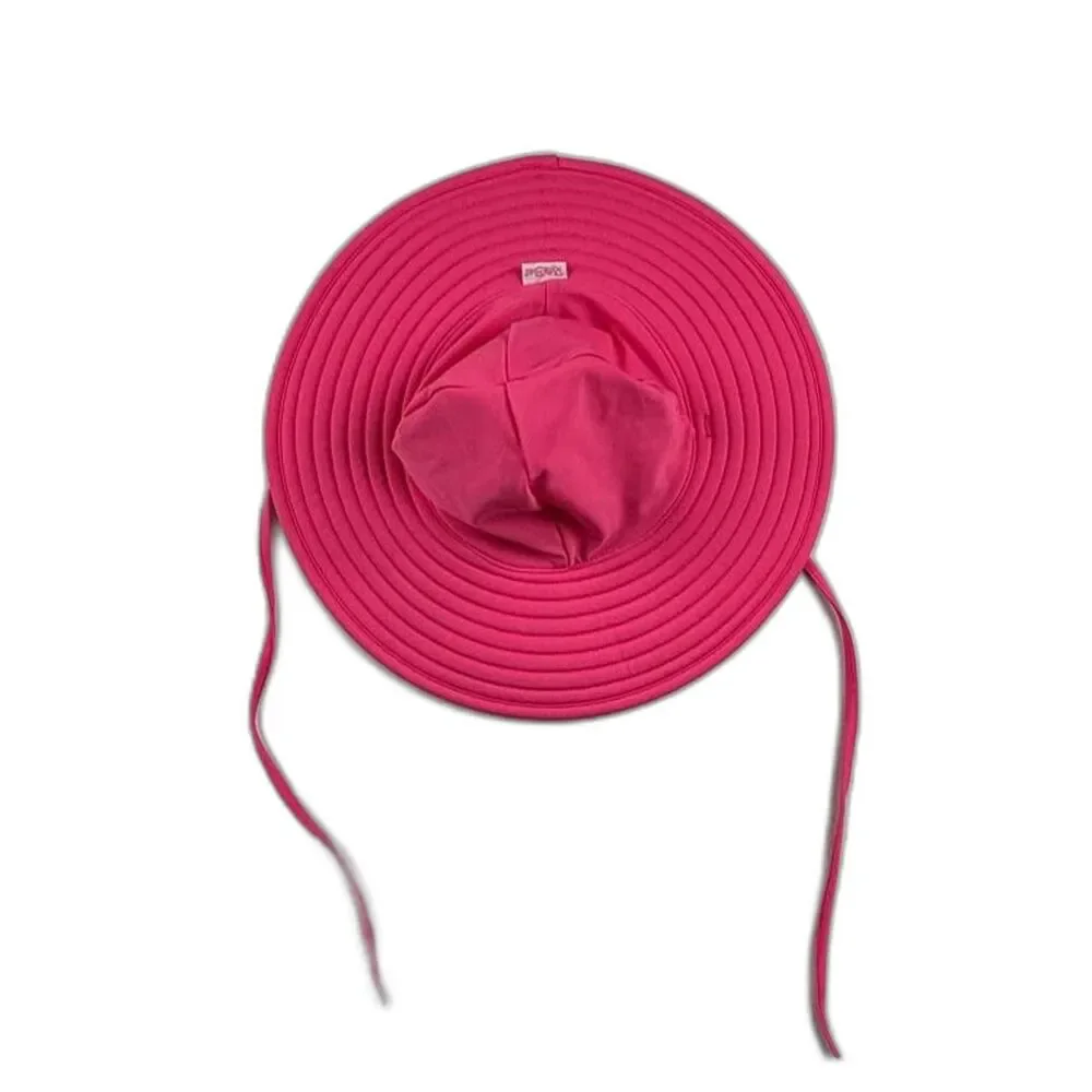 RuffleButts Pink Wide Brim Sun Hat Toddler 3T-5 Adjustable Chin Strap